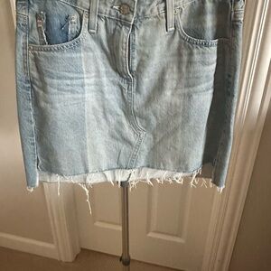 Denim Frayed Hem Skirt